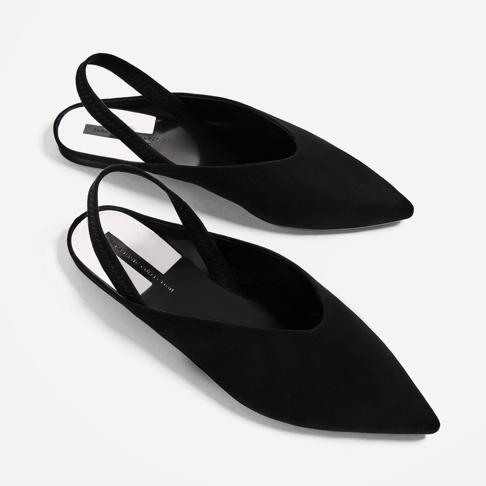 Zara Suede Black Slingback